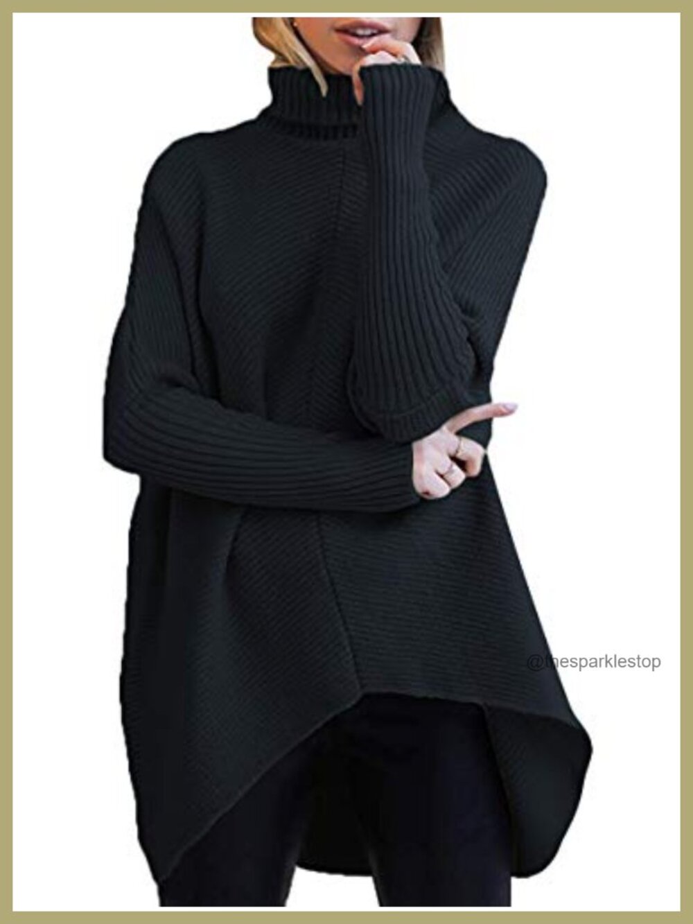 Oversized Turtleneck Sweater Batwing Tunic Pullover